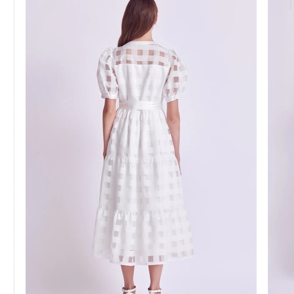 English Factory checkered puff sleeve midi dress NWT - Picture 2 of 7